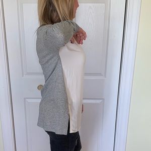 Grey and white long sleeve top